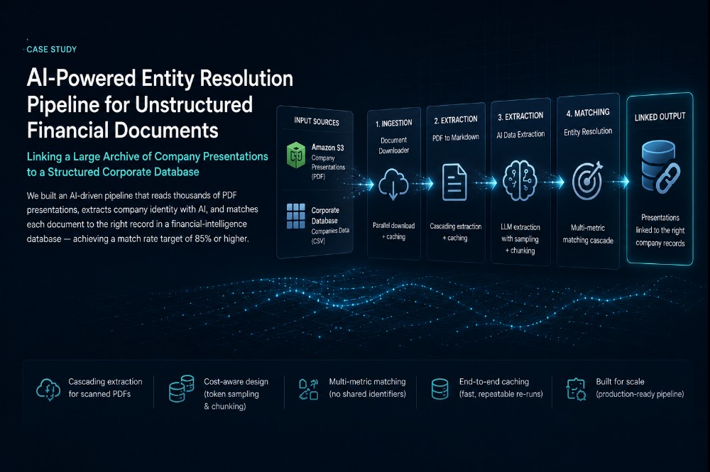 AI-Powered Entity Resolution Pipeline for Unstructured Financial Documents
