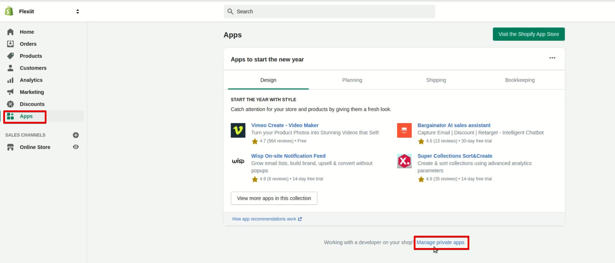 Manage private apps