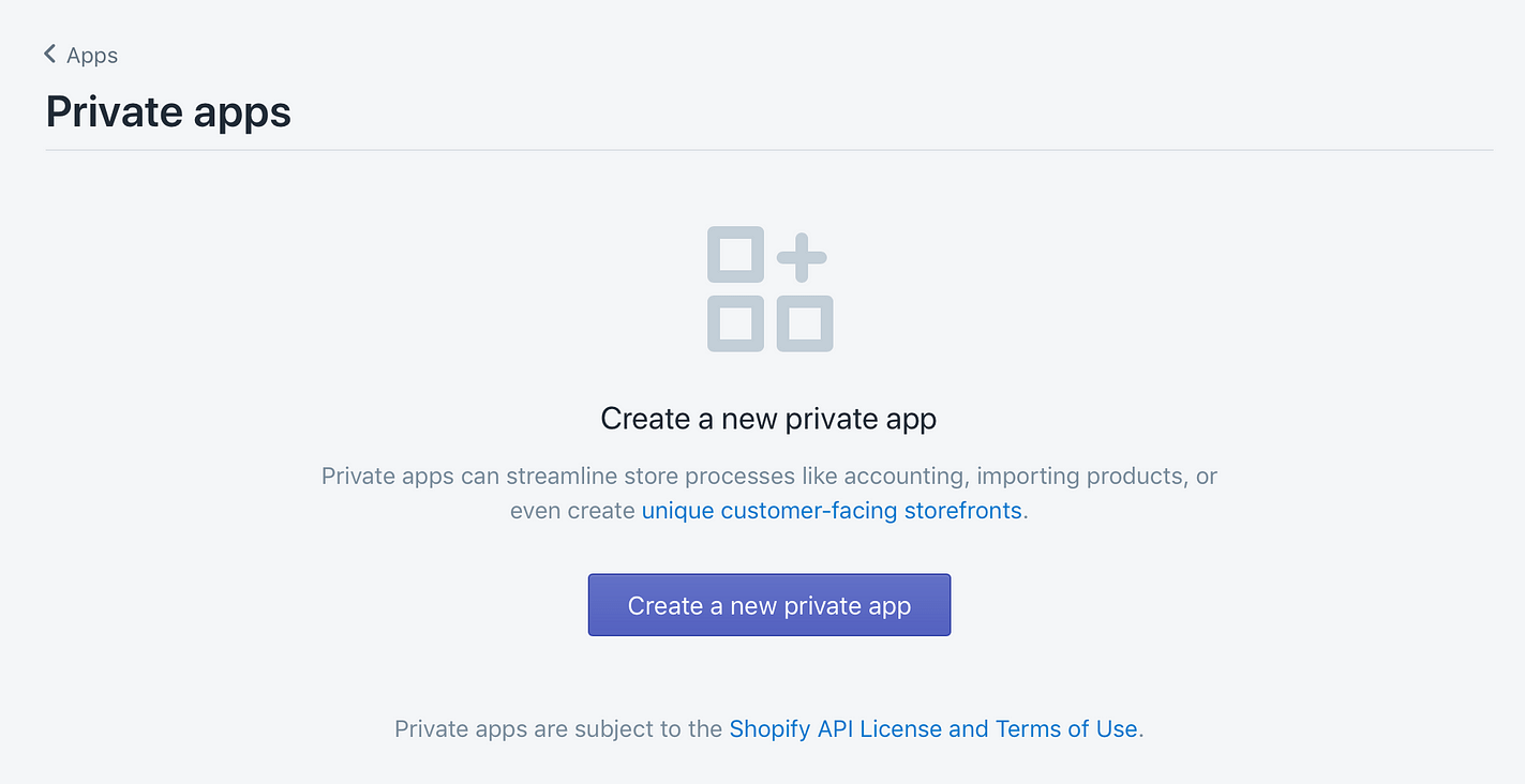 Create a new private app
