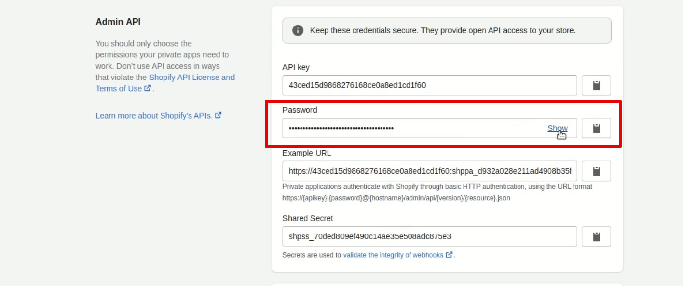 In admin credentials, you’ll see the Password field