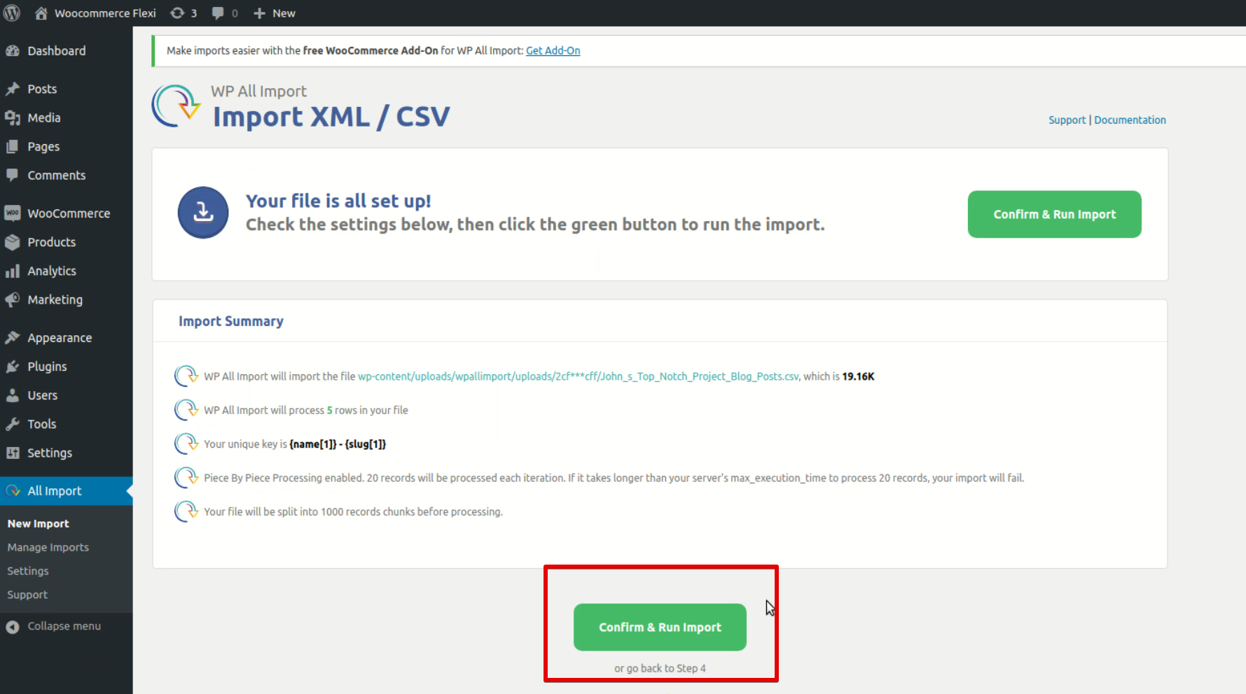Confirm & Run Import.