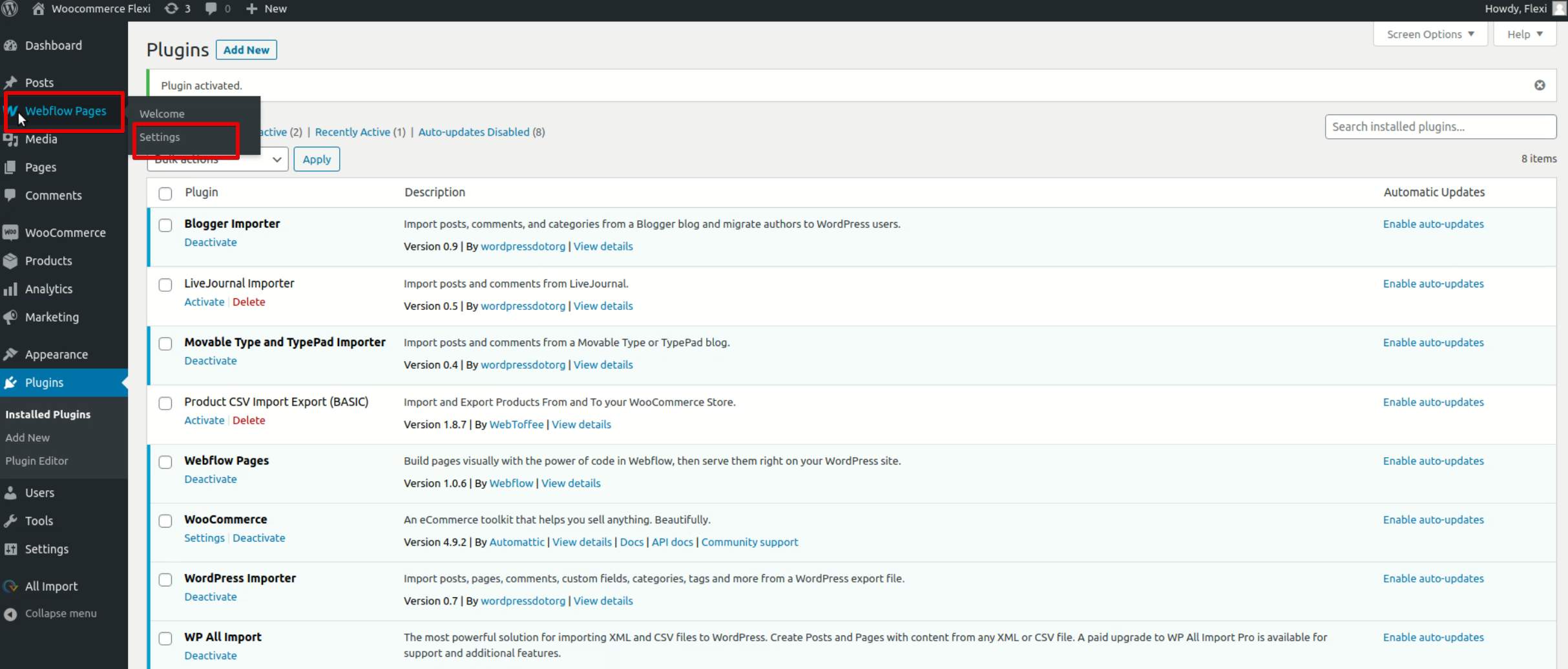 The Webflow Pages tab will appear