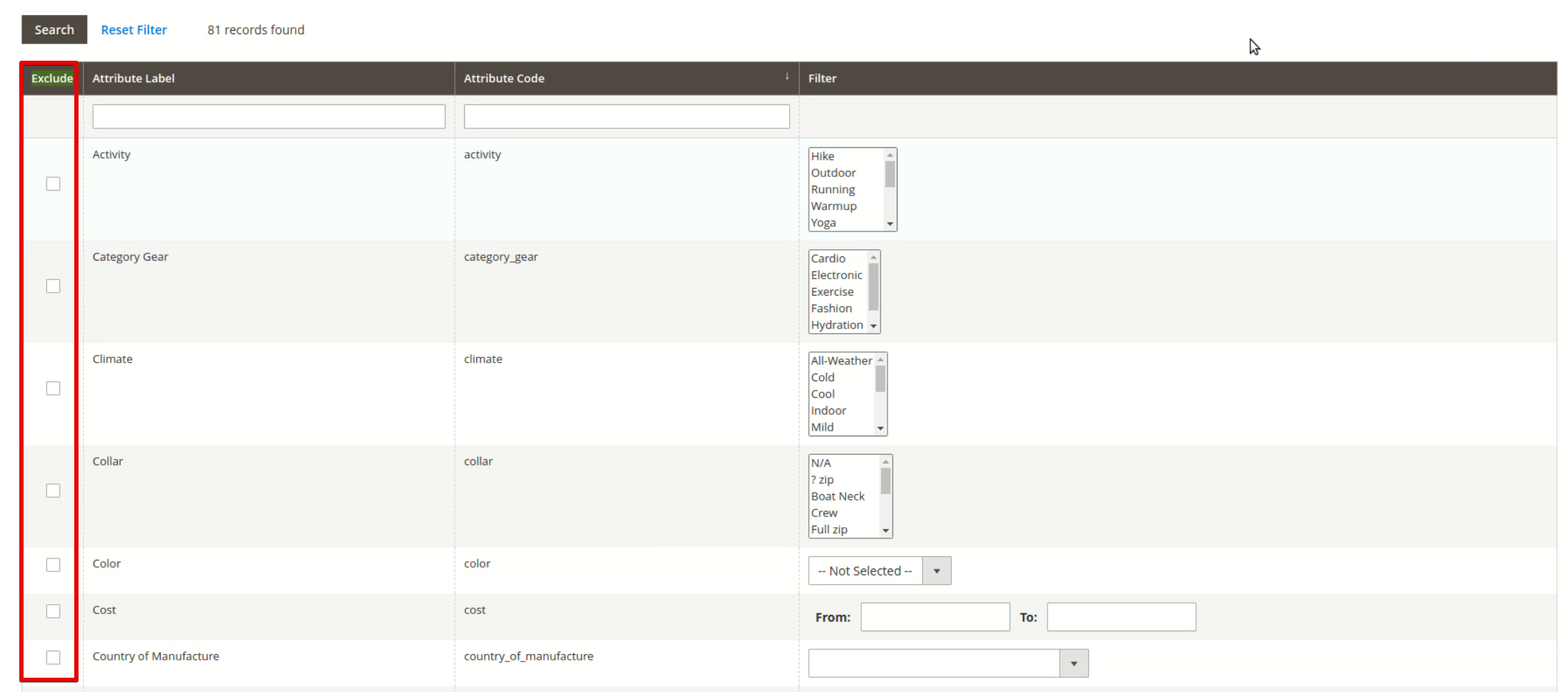 Check the boxes in front of entities