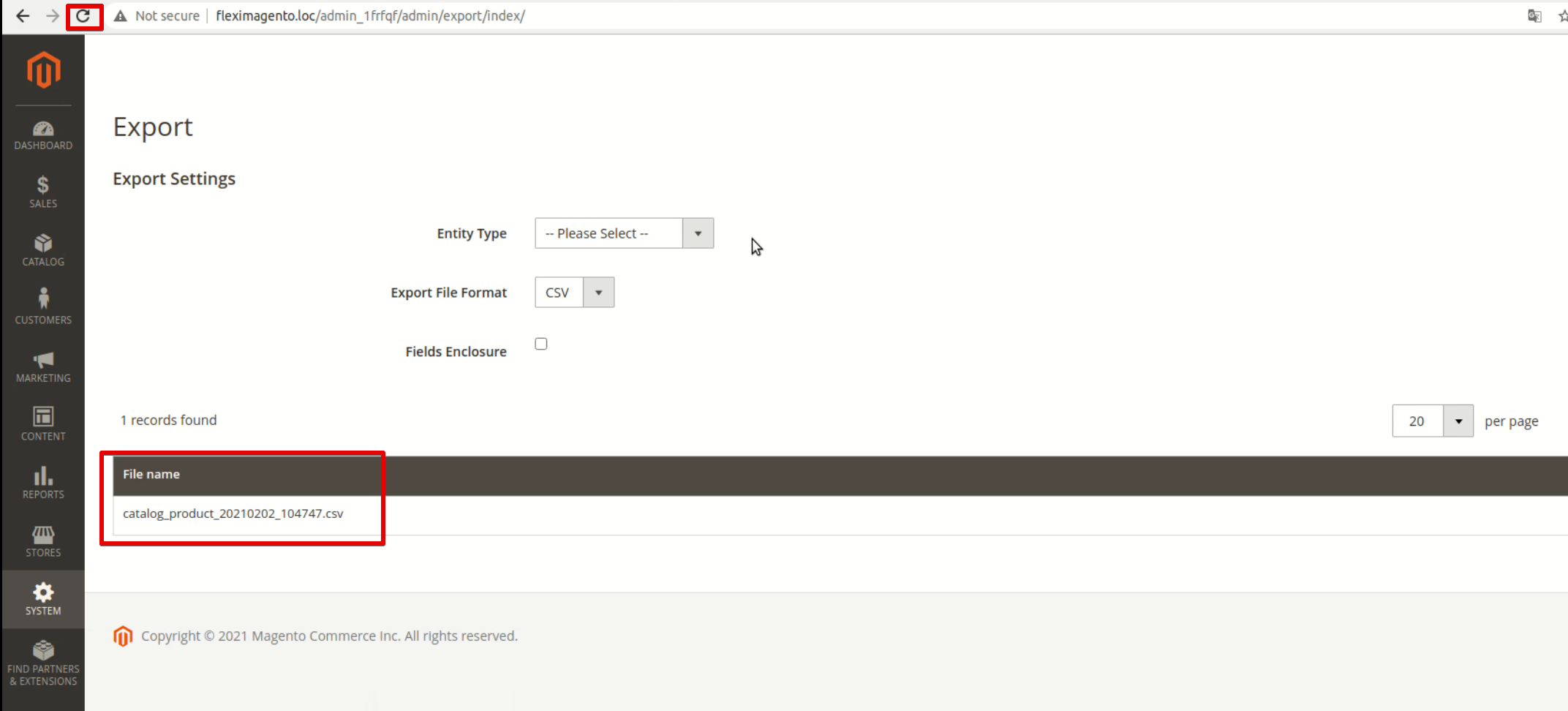 Go back to the Export page and update it
