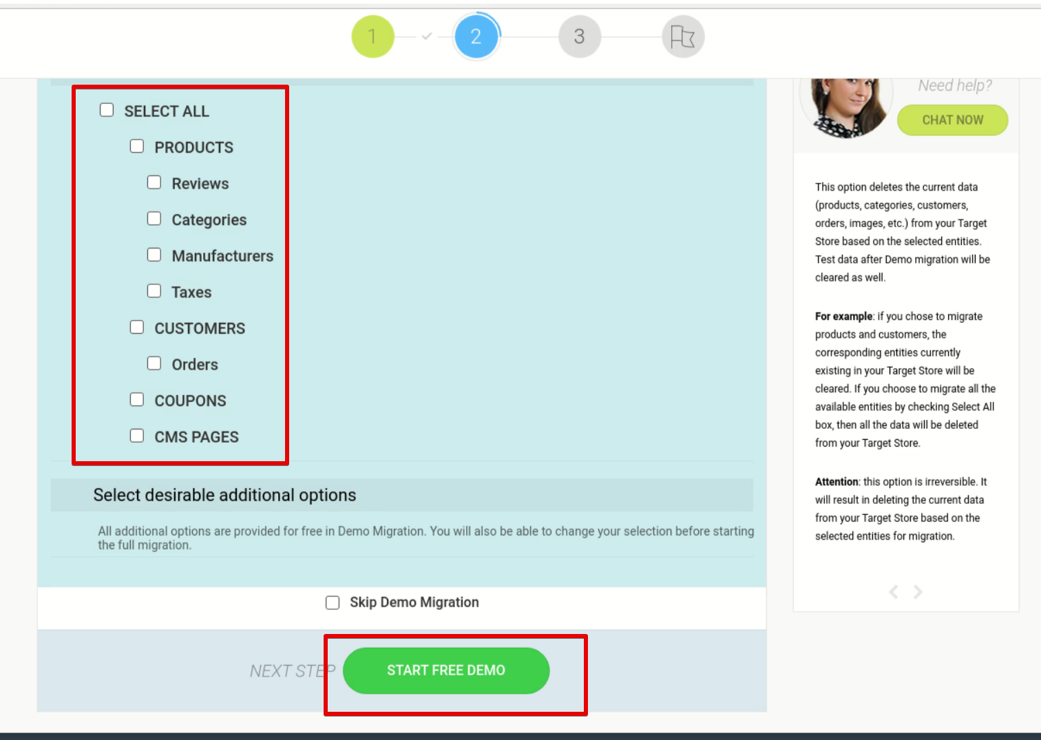 need to select entities